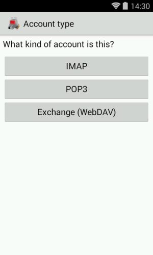 Account type selection