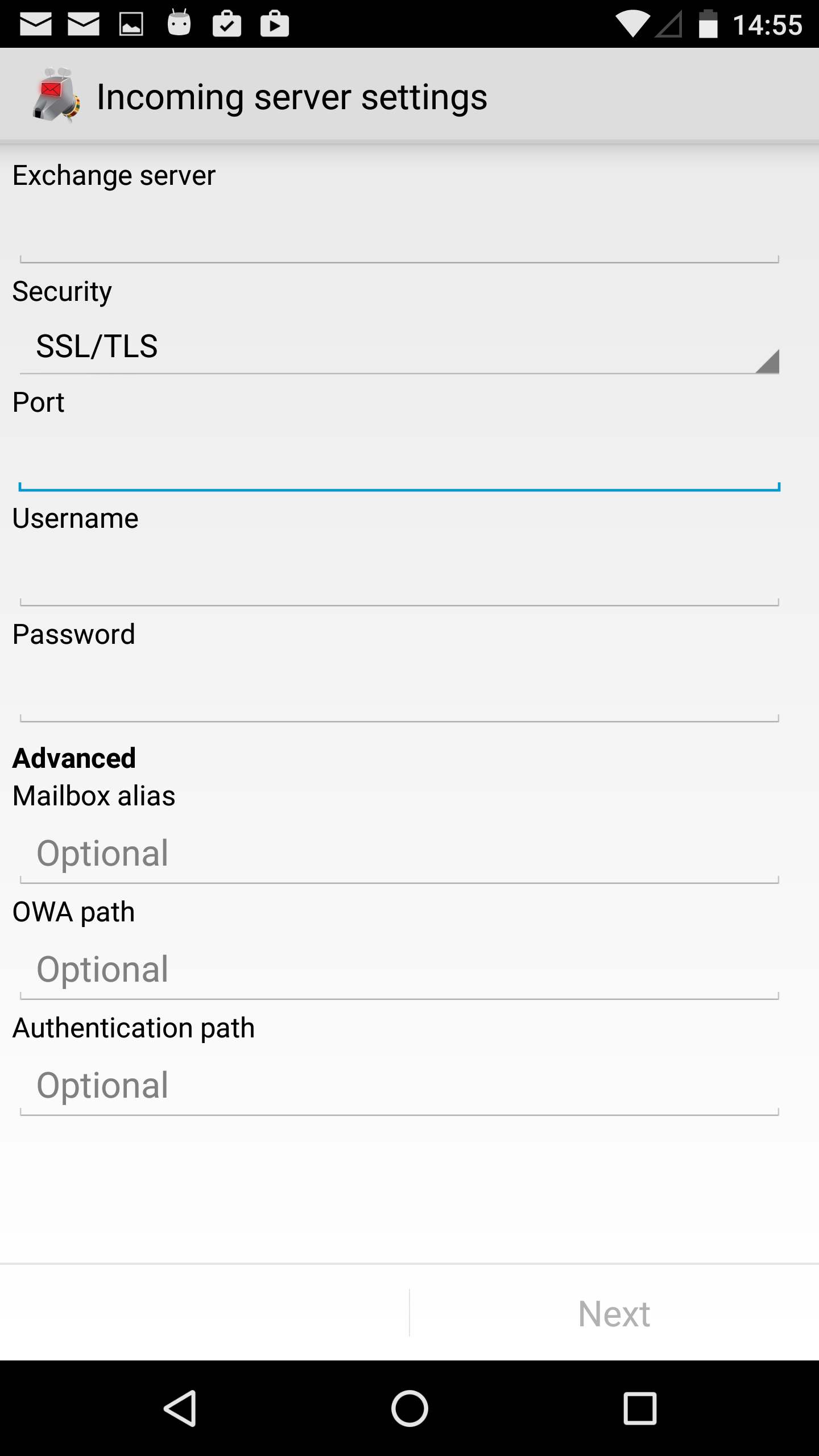 WebDAV server settings