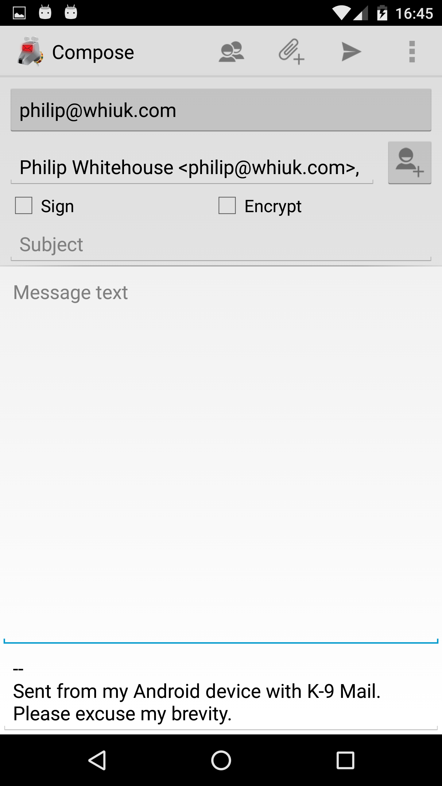 Encrypting email