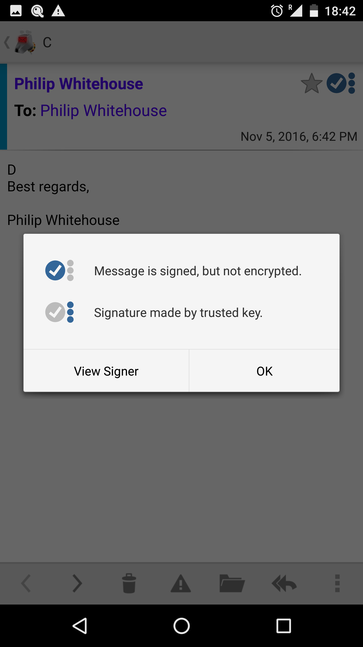 Signed Email Screen