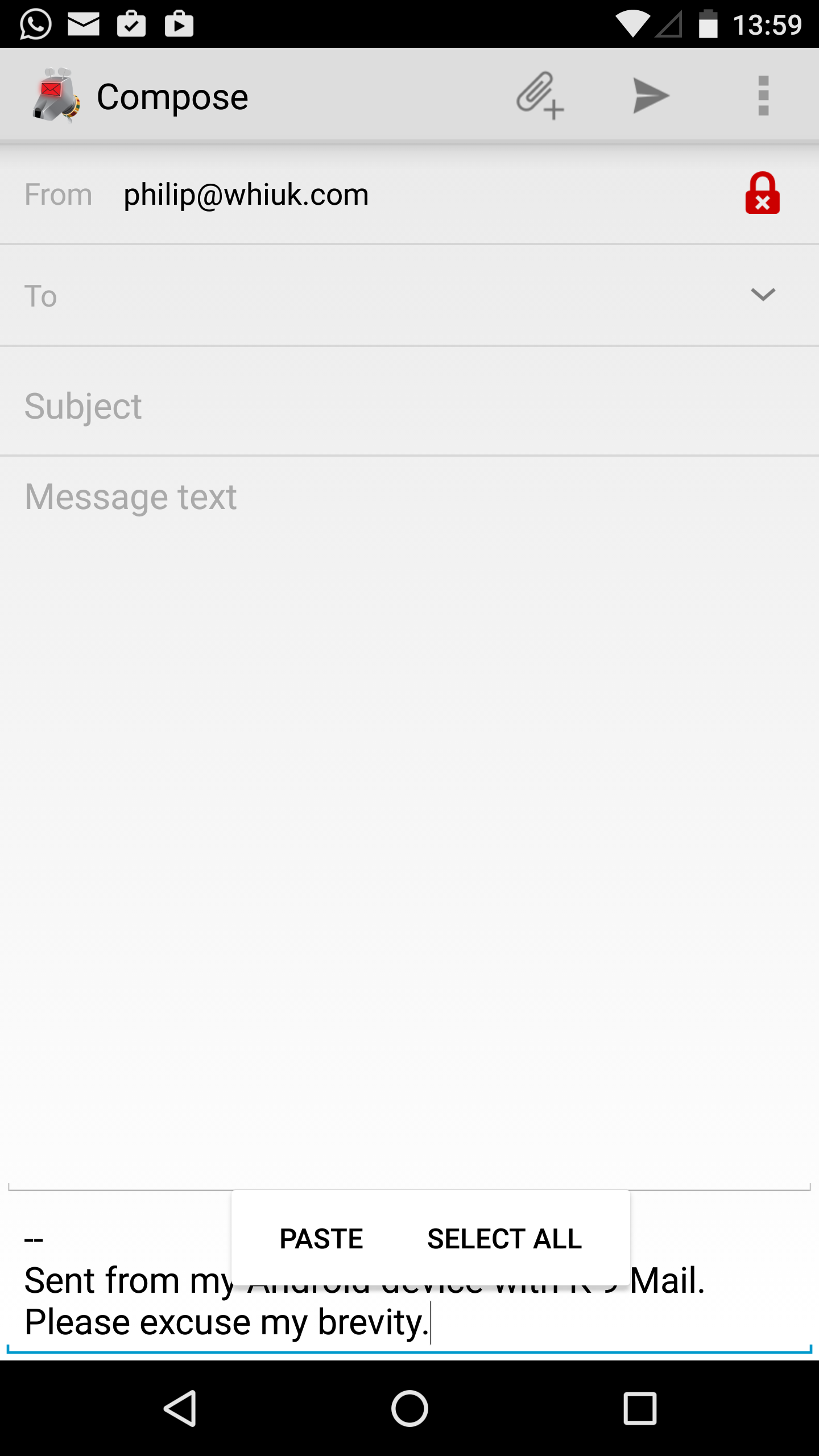 Message Compose screen